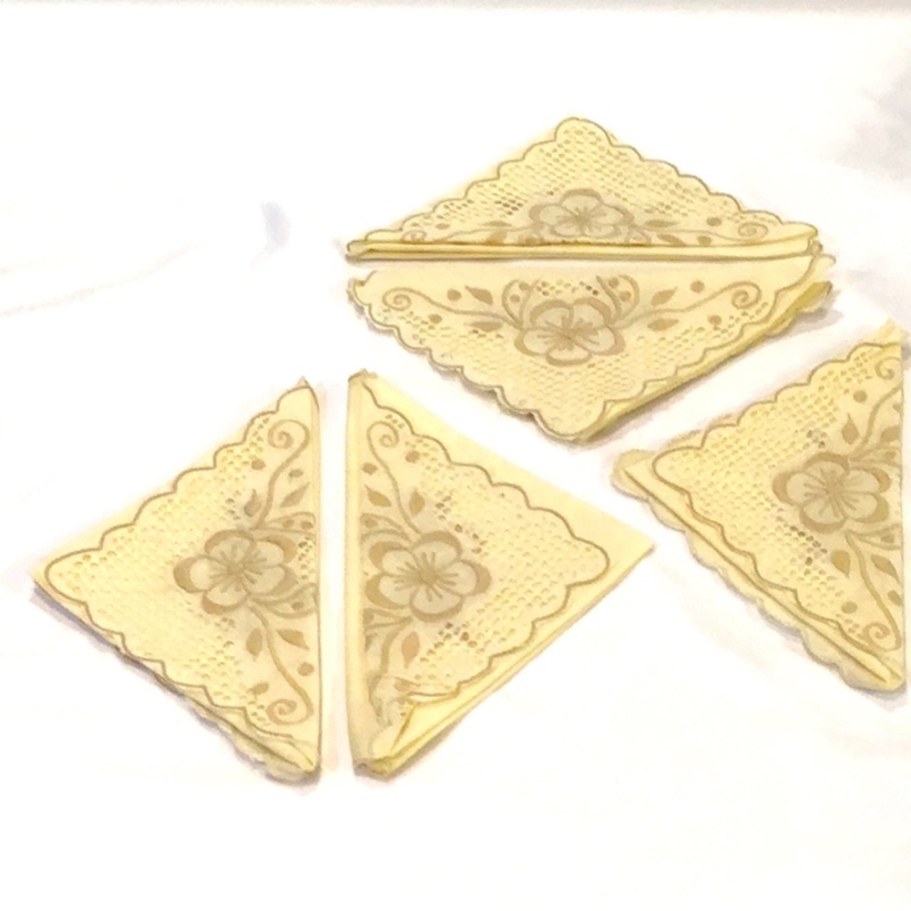 Five vintage embroidered napkins